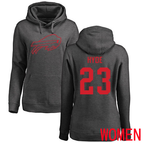 NFL Women Buffalo Bills #23 Micah Hyde Ash One Color Pullover Hoodie Sweatshirt->women nfl jersey->Women Jersey